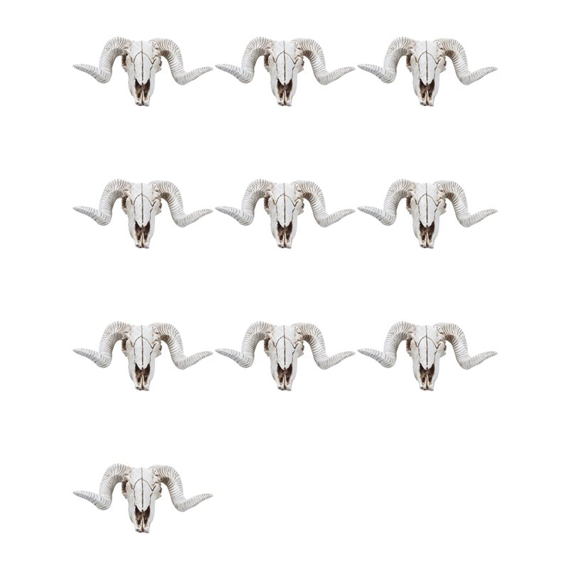 Home Decor Deals - 【フラッシュディール】10X クリエイティブ樹脂羊の頭蓋骨壁掛け 3D 動物ロングホーン彫刻置物工芸品角家の装飾