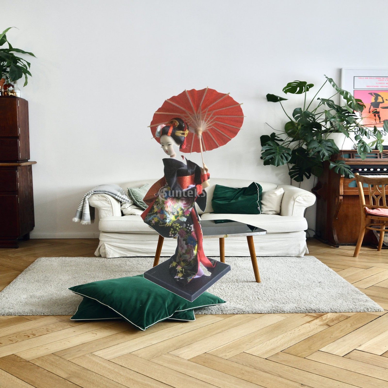 Home Decor Japandi Style - 装飾フィギュア 日本の芸者像 レジン製ミニチュア ドールハウスアクセサリー ホームオフィス卓上 ジャパンディ装飾