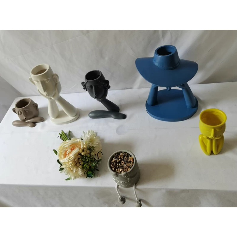 Home Decor Garden Ideas - 北欧風抽象顔型プランター モダンフラワーポット アート的な家の装飾彫刻 庭の装飾 クリエイティブなギフトアイデア