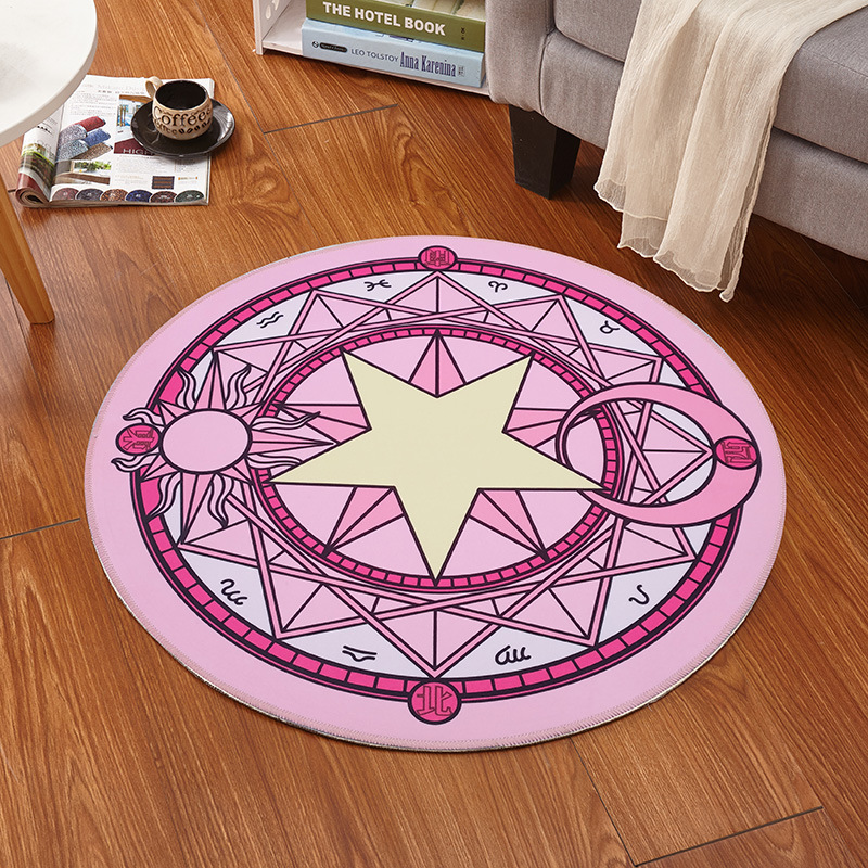 Flooring Home Decor - 60 × 60 センチメートルアニメカードキャプターさくら魔法陣エリアラグラウンドカーペット屋内部屋装飾滑り止めフロアマット誕生日プレゼント