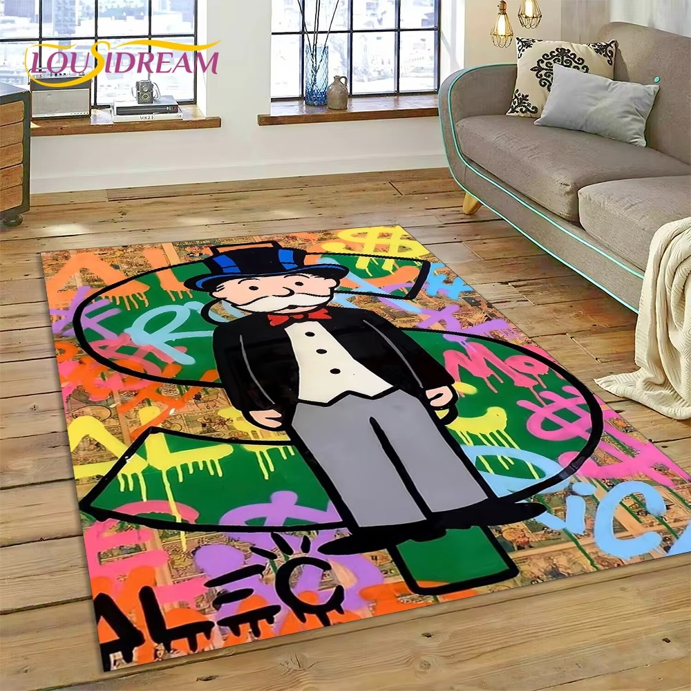 Home Decor Games Online Free - ゲームダラーモノポリーカートゥーンマネーラグカーペット、リビングルーム、寝室、家の装飾用、フロアマット、滑り止め装飾、ソファドアマット用