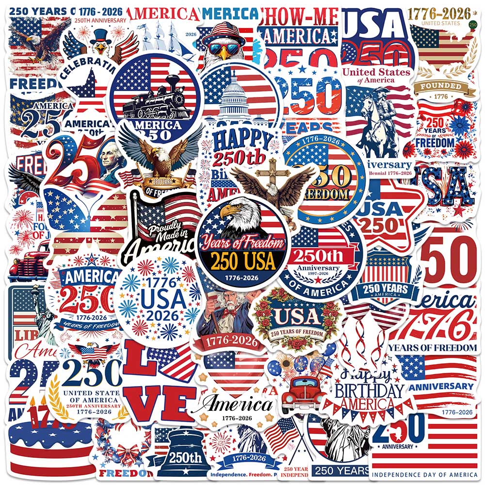 Home Decor Usa - 50枚入り アメリカ愛国記念日ステッカー フェスティバルパーティー アルバム 壁 ホーム