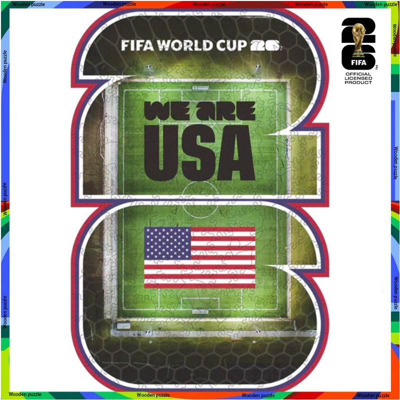 Home Decor Usa - FIFAワールドカップ木製パズル（大人向け）開催国：アメリカ、サッカー場のユニークな形状、スポーツファン向け、家の装飾やフェスティバルギフトに最適