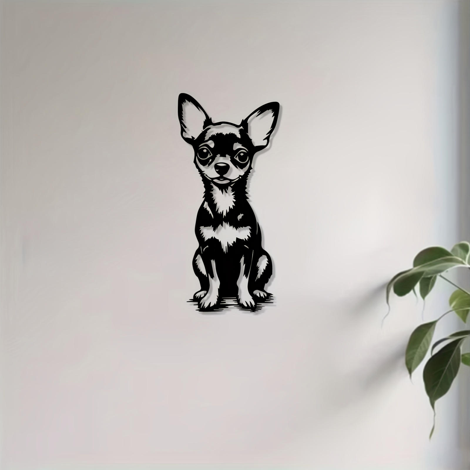 Home Decor Quirky - モダンメタルウォールアートかわいいチワワ像アルミ装飾耐久性のあるホームガーデンフェンスペット愛好家クリスマスイースターギフト