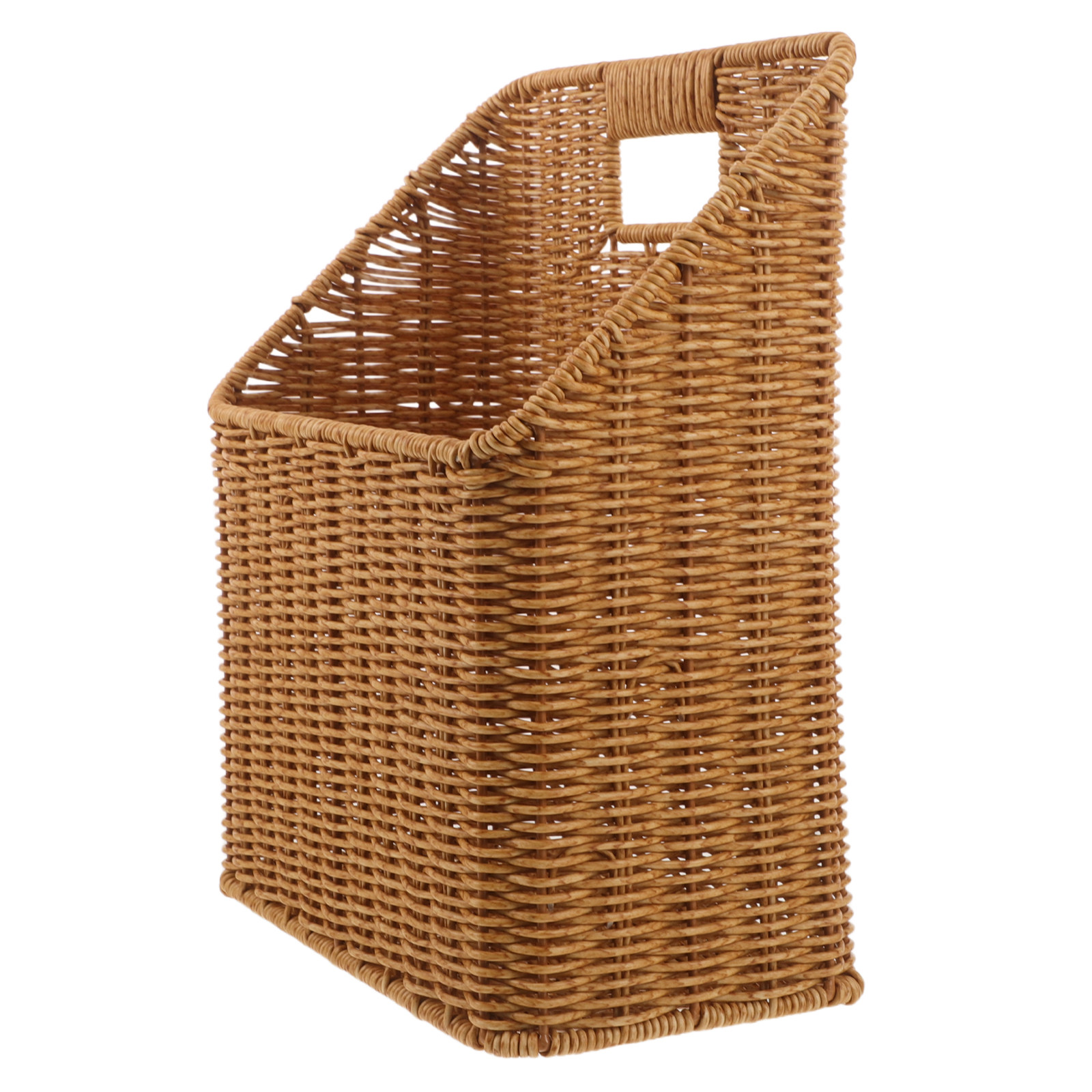 Woven Wall Basket - 壁掛け式籐製収納バスケット、本やタオル、バスルーム用品用の編み込みハンギングマガジンホルダー、スタイリッシュで素朴なデザイン