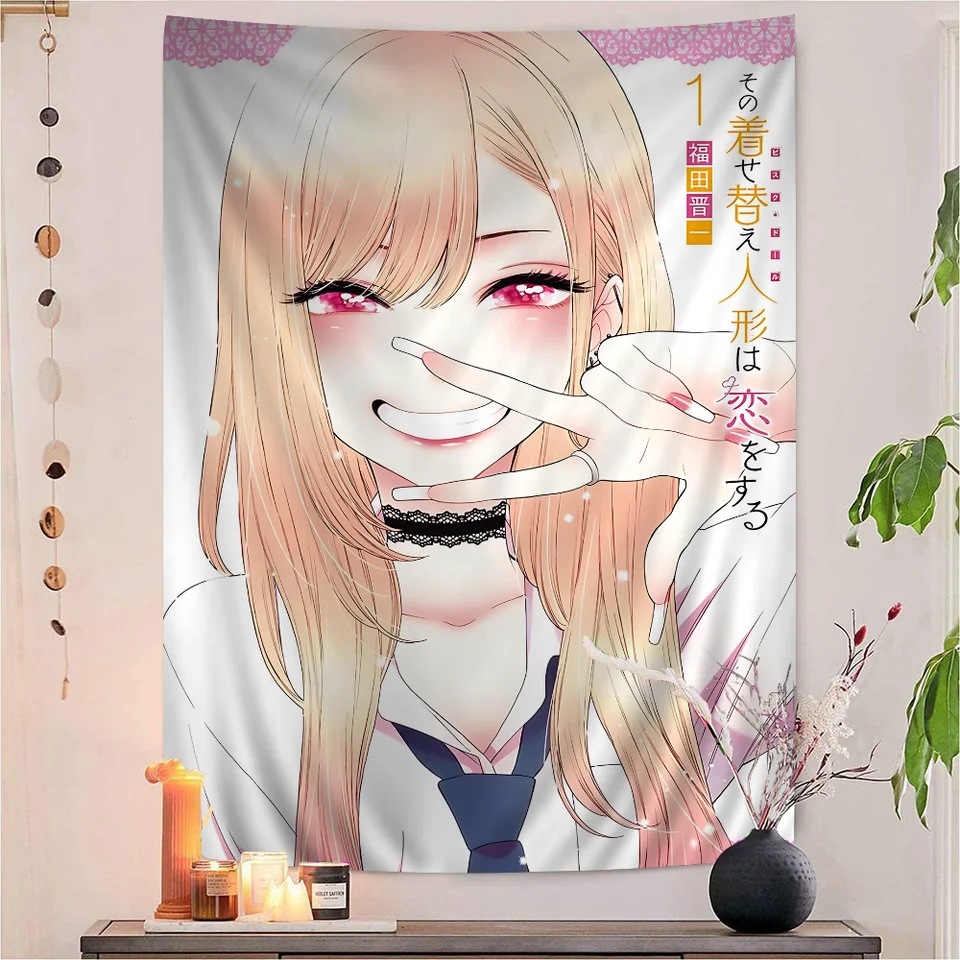 Aesthetic Tapestry - ホットマイドレスアップダーリンアニメ壁掛けタペストリー 北川マリンが登場 スタイリッシュな美的寝室リビングルームホームウォールデコレーションギフト
