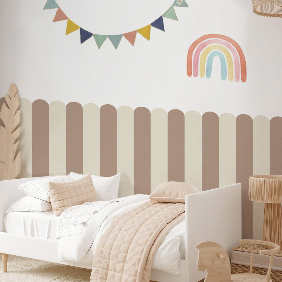 Flooring Home Decor - マルチカラー縦ストライプアーク壁紙保育園子供壁アートキッズルームリビングルーム家の装飾防水ピールアンドスティック