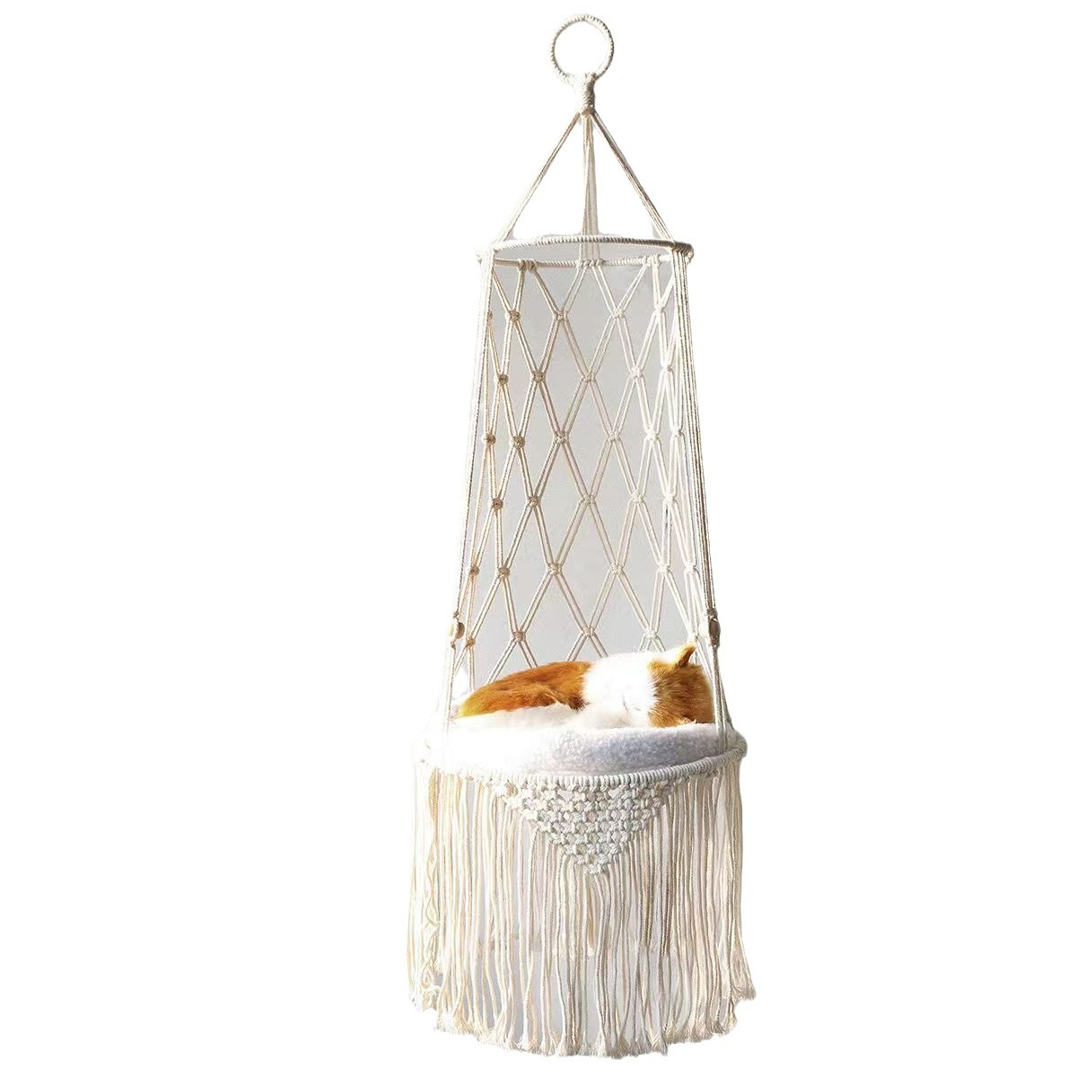 冬の猫用窓際パーチ、手編みロープ付き壁掛け猫用ハンモック、折 - Woven Wall Basket のレビューと価格