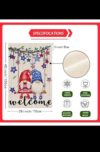 ウェルカムツリー 愛国的なノームがブランコに乗って、米国旗  - Home Decor Usa のレビューと価格