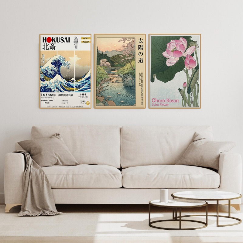 ヴィンテージ日本東京展示会ポスター ジャパンディ風景 孔雀  - Home Decor Japandi Style のレビューと価格