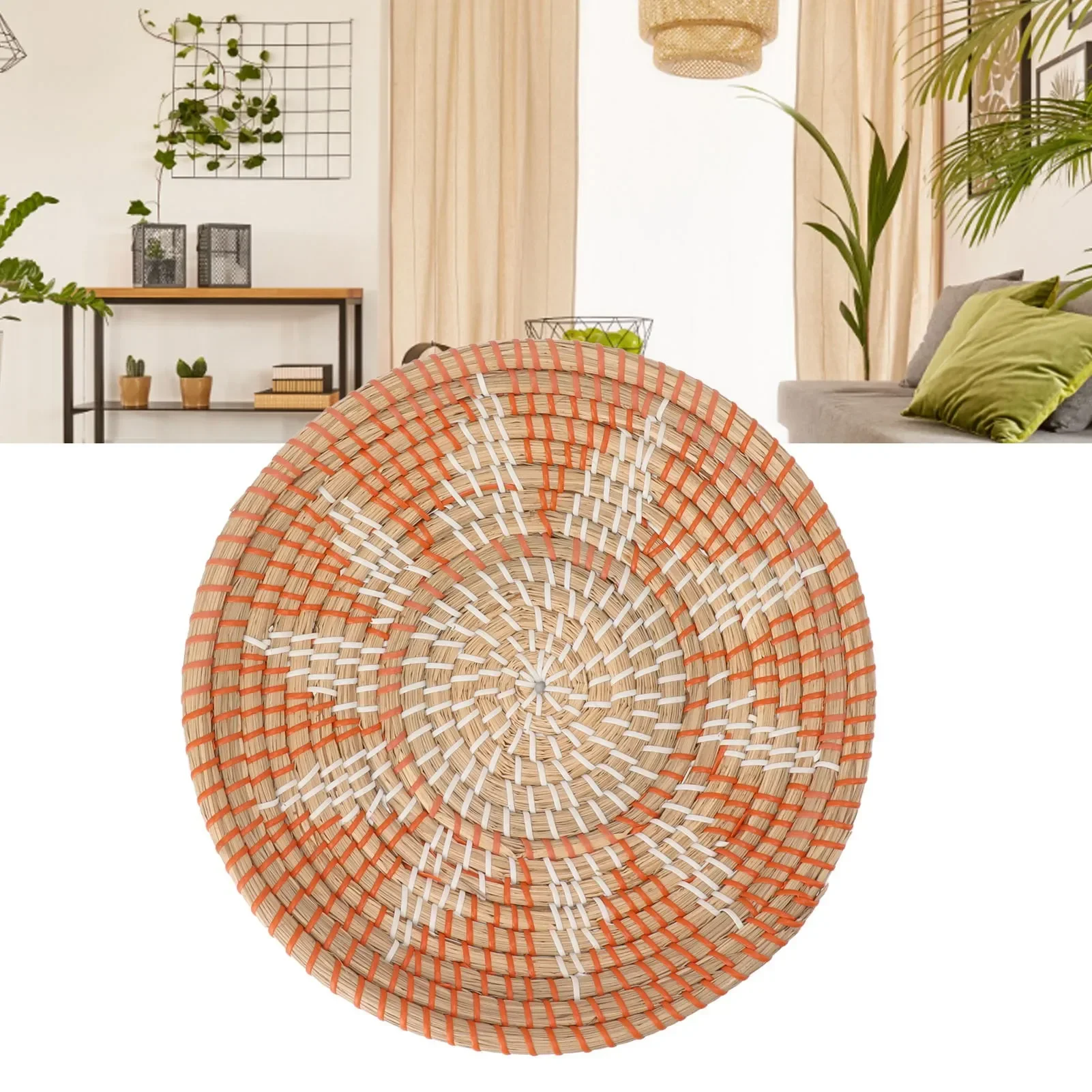 丸い草壁飾り 直径35cm 手編み吊り下げ織り壁かご リビン - Woven Wall Basket のレビューと価格
