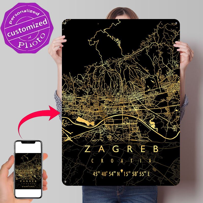 ザグレブ地図クロアチア3Dテクスチャプリントポスターカスタム - Home Decor Zagreb のレビューと価格