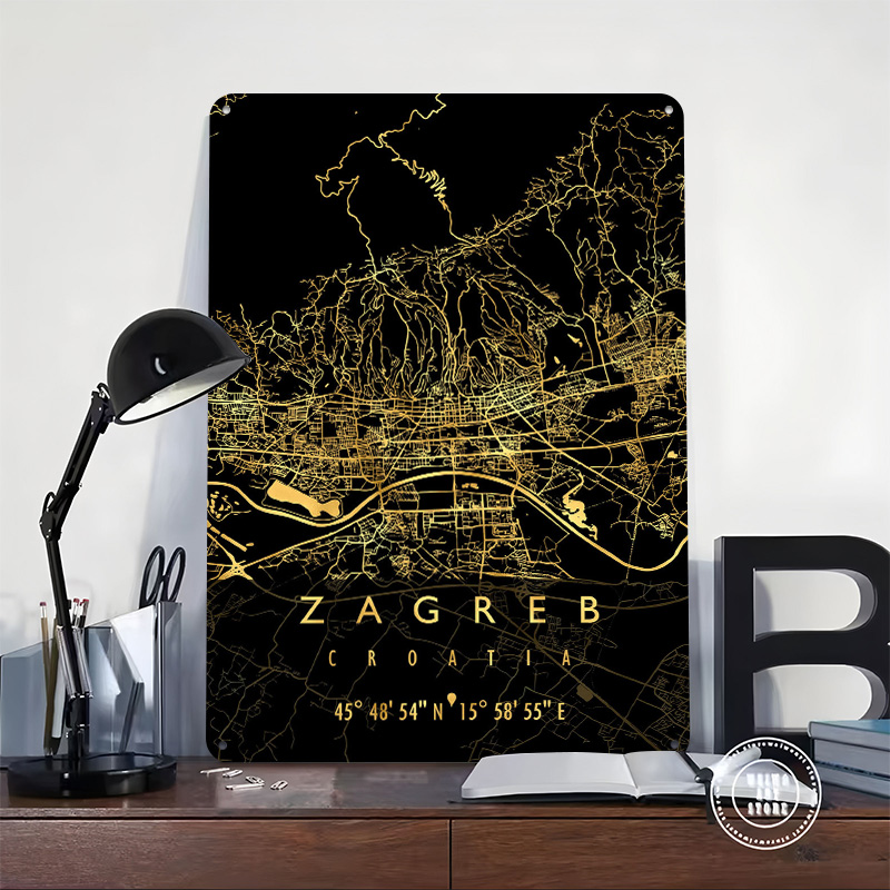 ザグレブ地図クロアチア3Dテクスチャプリントポスターカスタム - Home Decor Zagreb のレビューと価格