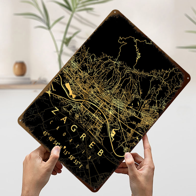 ザグレブ地図クロアチア3Dテクスチャプリントポスターカスタム - Home Decor Zagreb のレビューと価格