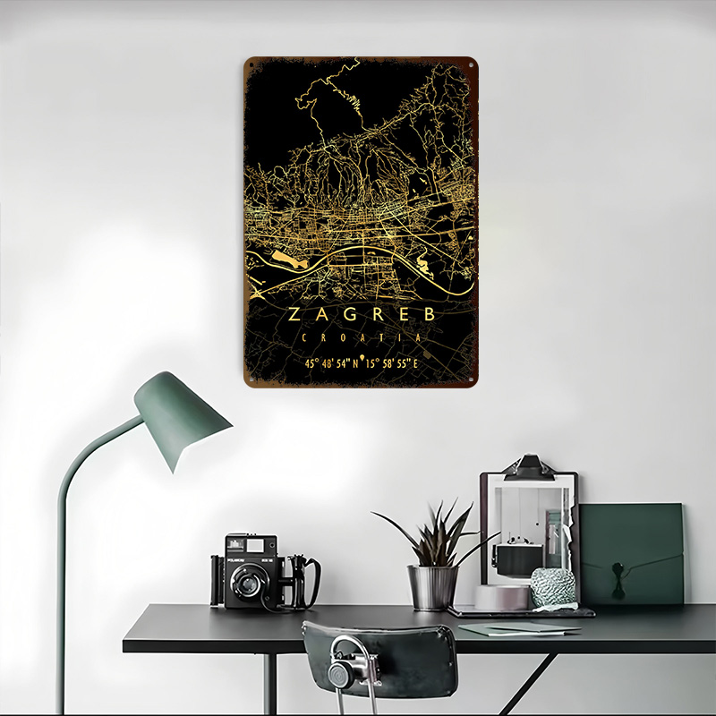 ザグレブ地図クロアチア3Dテクスチャプリントポスターカスタム - Home Decor Zagreb のレビューと価格