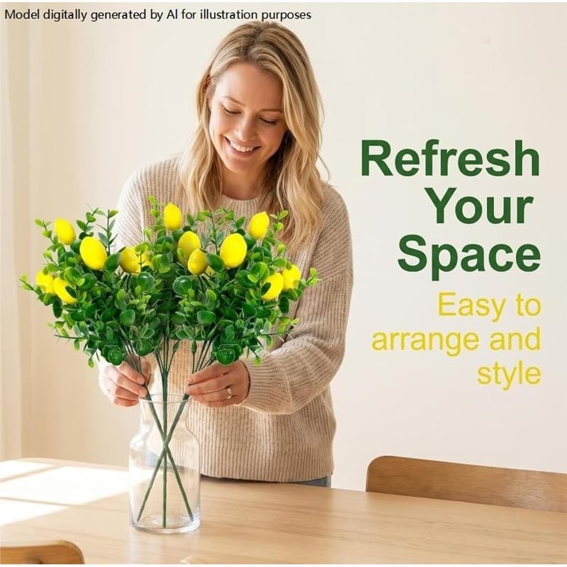【大特価】フェイクレモンの茎（6本）、7フォーク付き人工レモ - Home Decor Deals のレビューと価格