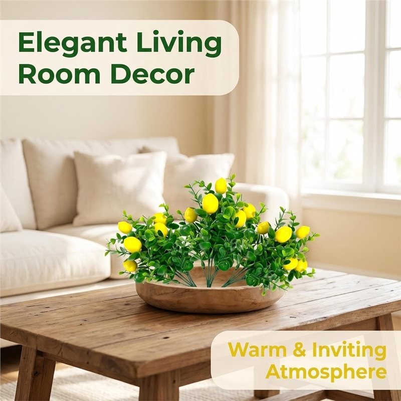 【大特価】フェイクレモンの茎（6本）、7フォーク付き人工レモ - Home Decor Deals のレビューと価格