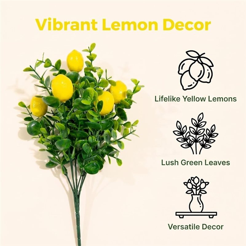 【大特価】フェイクレモンの茎（6本）、7フォーク付き人工レモ - Home Decor Deals のレビューと価格