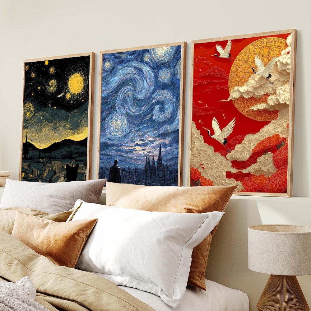 Japandi スタイル油絵風景ポスターポスター美的壁アート - Home Decor Japandi Style のレビューと価格