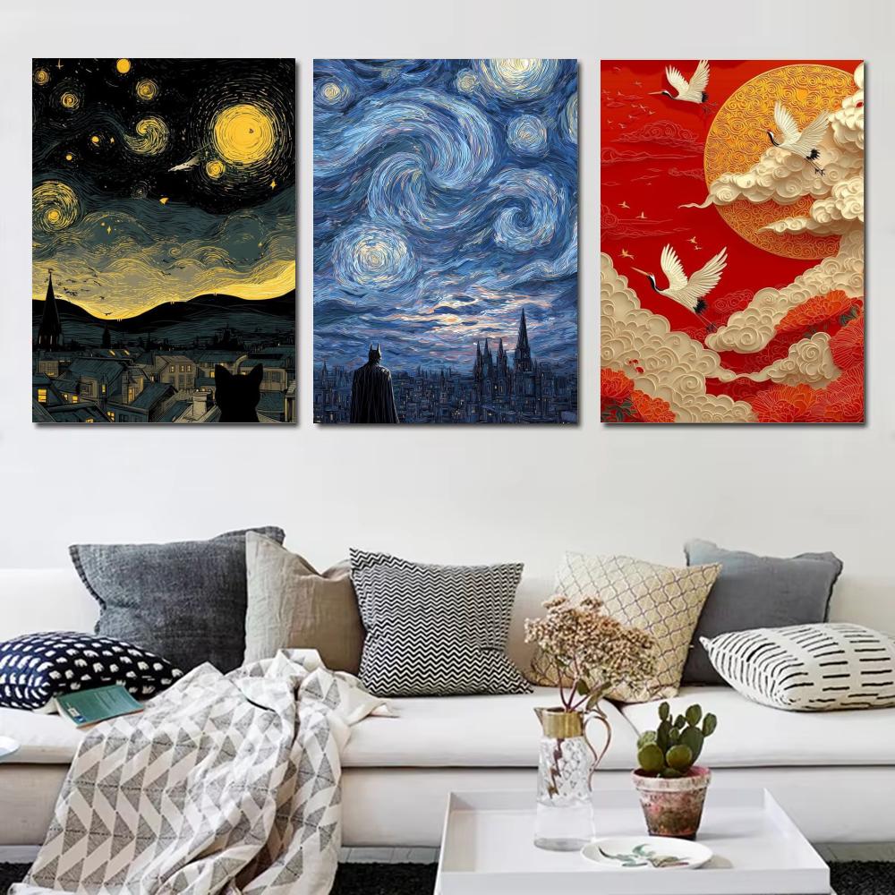 Japandi スタイル油絵風景ポスターポスター美的壁アート - Home Decor Japandi Style のレビューと価格