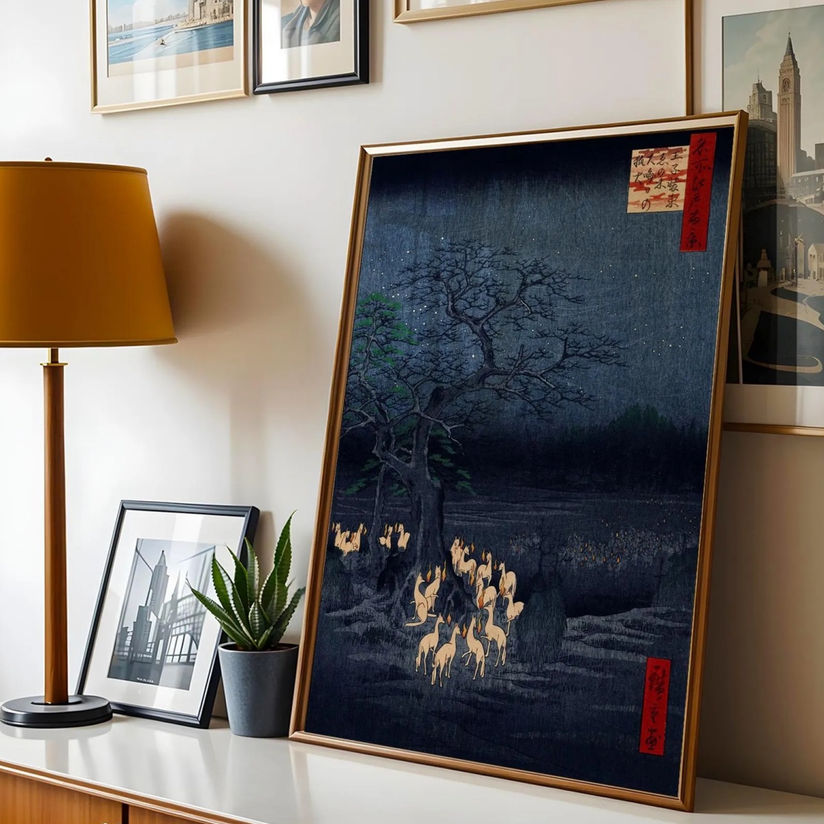 日本のレトロなキツネのキャンバスプリントポスターヴィンテージ - Home Decor Japandi Style のレビューと価格