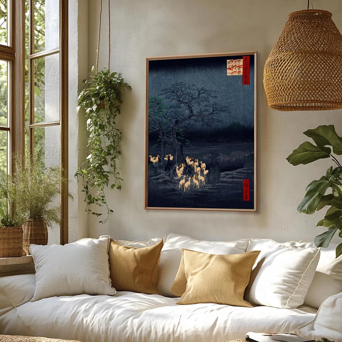日本のレトロなキツネのキャンバスプリントポスターヴィンテージ - Home Decor Japandi Style のレビューと価格