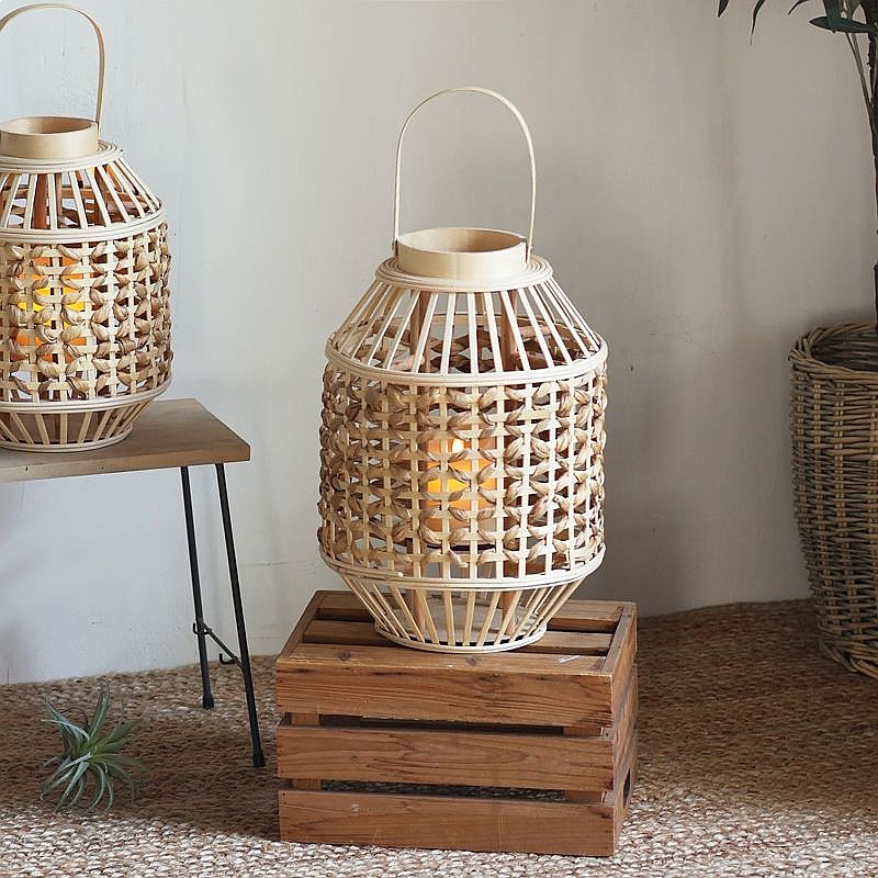 レトロな中国古代風の藁製風ランプ、卓上/床置きキャンドルステ - Flooring Home Decor のレビューと価格