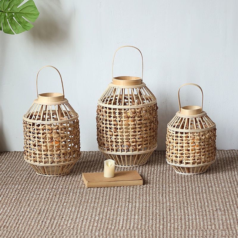 レトロな中国古代風の藁製風ランプ、卓上/床置きキャンドルステ - Flooring Home Decor のレビューと価格