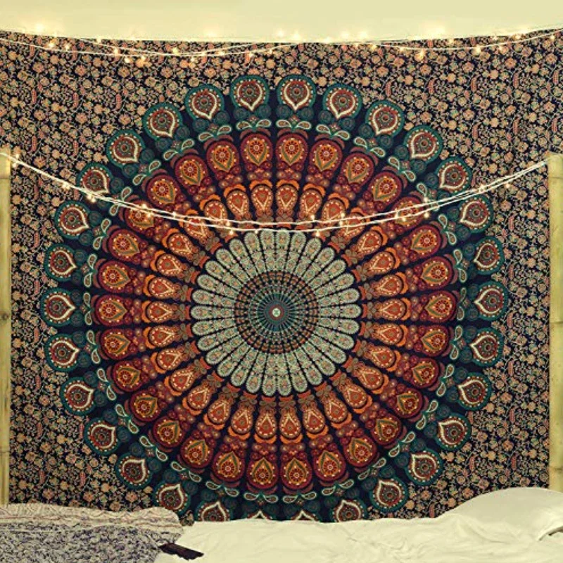 ヒッピー曼荼羅タペストリーインドボヘミアンサイケデリック寝具 - Aesthetic Tapestry のレビューと価格