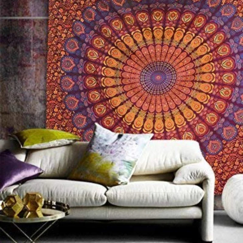 ヒッピー曼荼羅タペストリーインドボヘミアンサイケデリック寝具 - Aesthetic Tapestry のレビューと価格