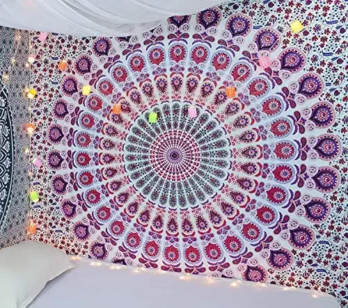 ヒッピー曼荼羅タペストリーインドボヘミアンサイケデリック寝具 - Aesthetic Tapestry のレビューと価格