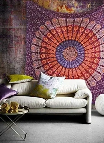 ヒッピー曼荼羅タペストリーインドボヘミアンサイケデリック寝具 - Aesthetic Tapestry のレビューと価格