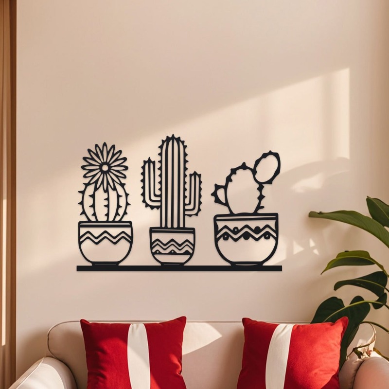 素朴なサボテンの金属製壁飾り、砂漠の庭の装飾品、キッチンや家 - Home Decor Garden Ideas のレビューと価格