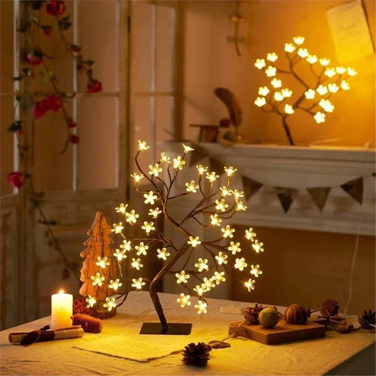 【カウントダウンセール】LEDテーブルランプ 桜の花柄 デス - Home Decor Deals のレビューと価格