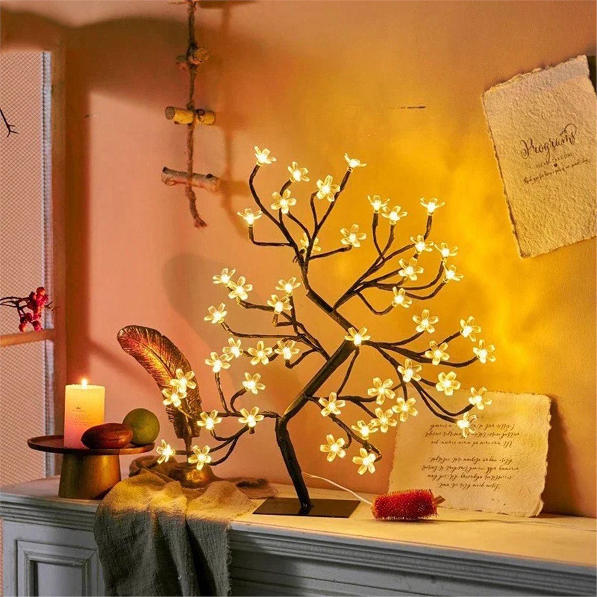 【カウントダウンセール】LEDテーブルランプ 桜の花柄 デス - Home Decor Deals のレビューと価格