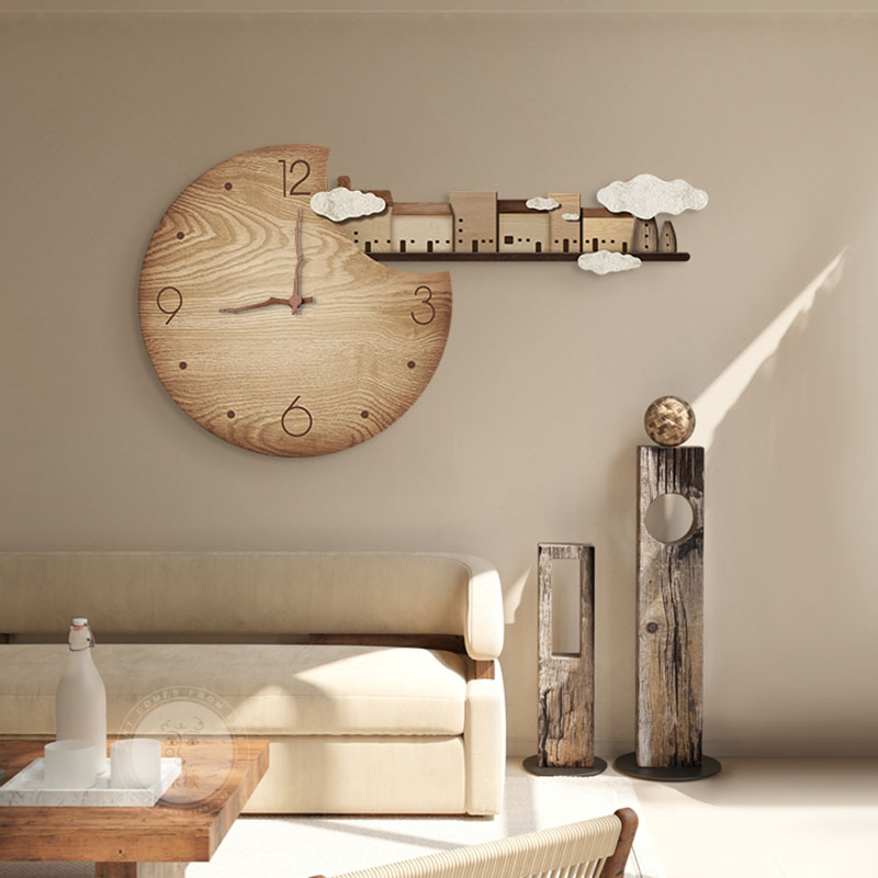 ジャパンディスタイル木目調静音壁掛け時計 ナチュラルモダンデ - Home Decor Japandi Style のレビューと価格