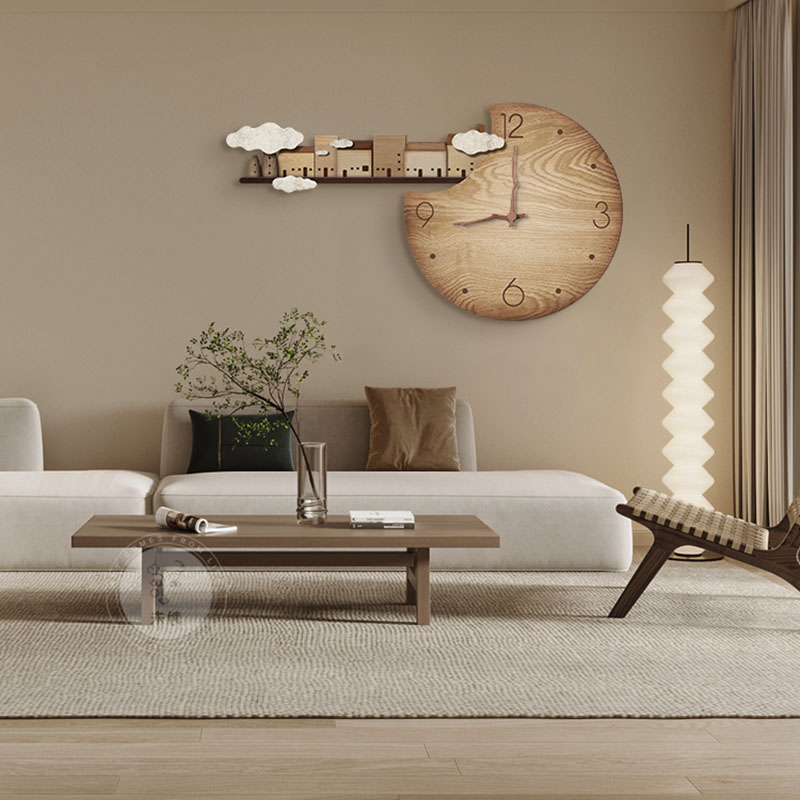 ジャパンディスタイル木目調静音壁掛け時計 ナチュラルモダンデ - Home Decor Japandi Style のレビューと価格