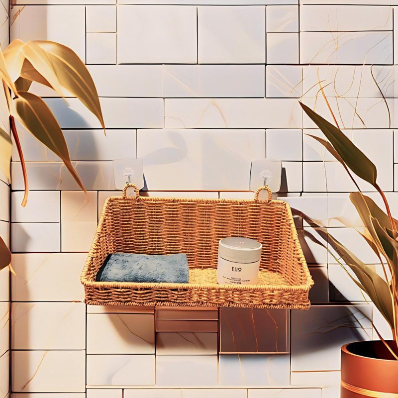 編まれた籐製吊り下げ収納バスケット フック付き 壁掛け式 ハ - Woven Wall Basket のレビューと価格