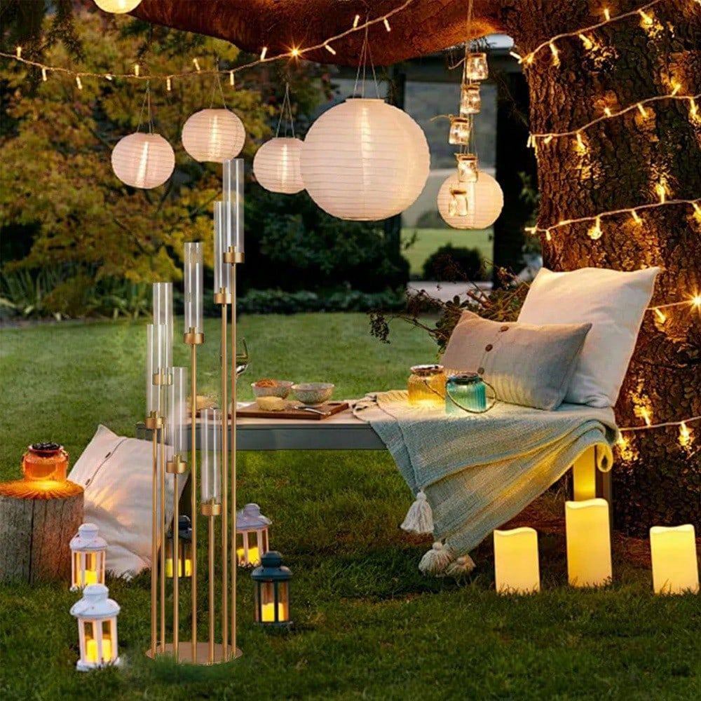 48インチのゴールドフロアキャンドルホルダー（結婚式用）、金 - Flooring Home Decor のレビューと価格