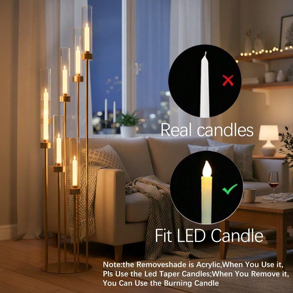 2個セット 7アーム ゴールド フロアキャンドルスタンド ウ - Flooring Home Decor のレビューと価格