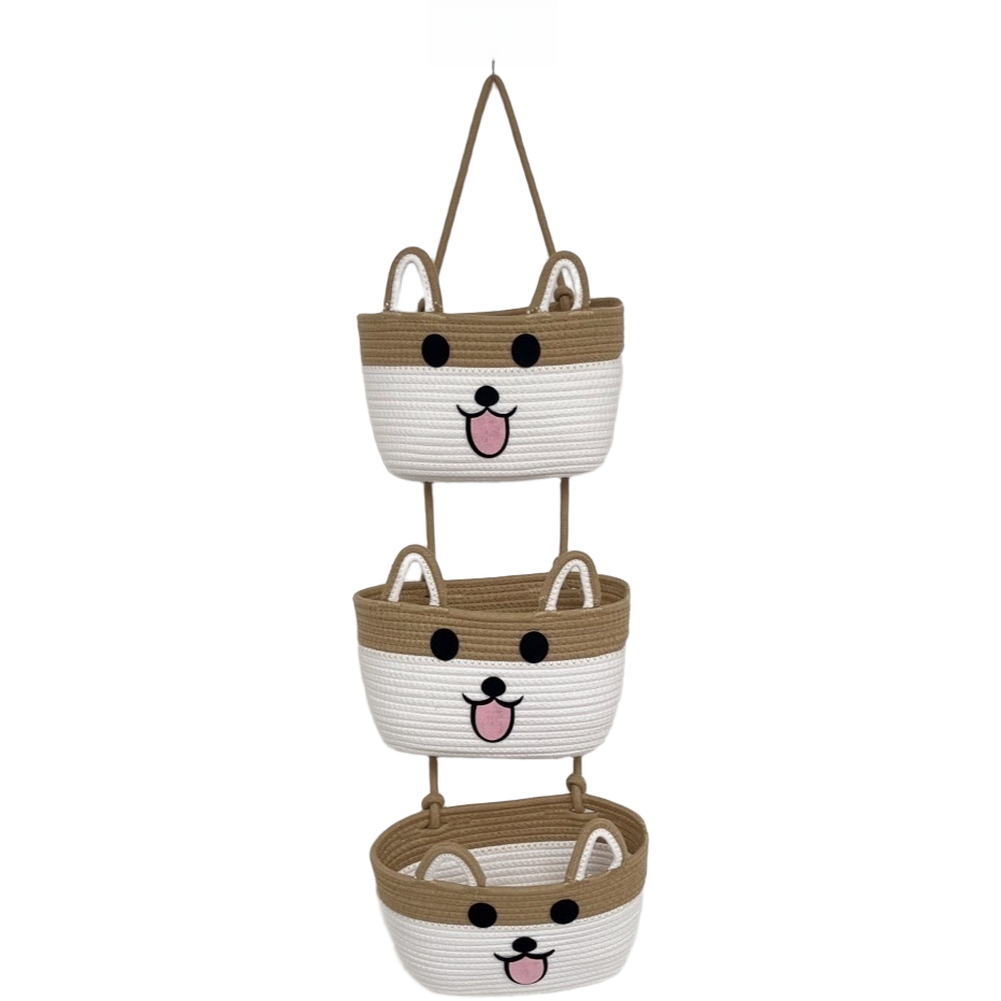 3段綿ロープ吊り下げ収納バスケット壁掛けオーガナイザー化粧品 - Woven Wall Basket のレビューと価格