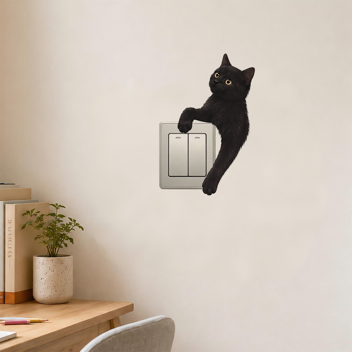 かわいい黒猫のライトスイッチウォールデカール、6枚セットのリ - Home Decor Outlet のレビューと価格
