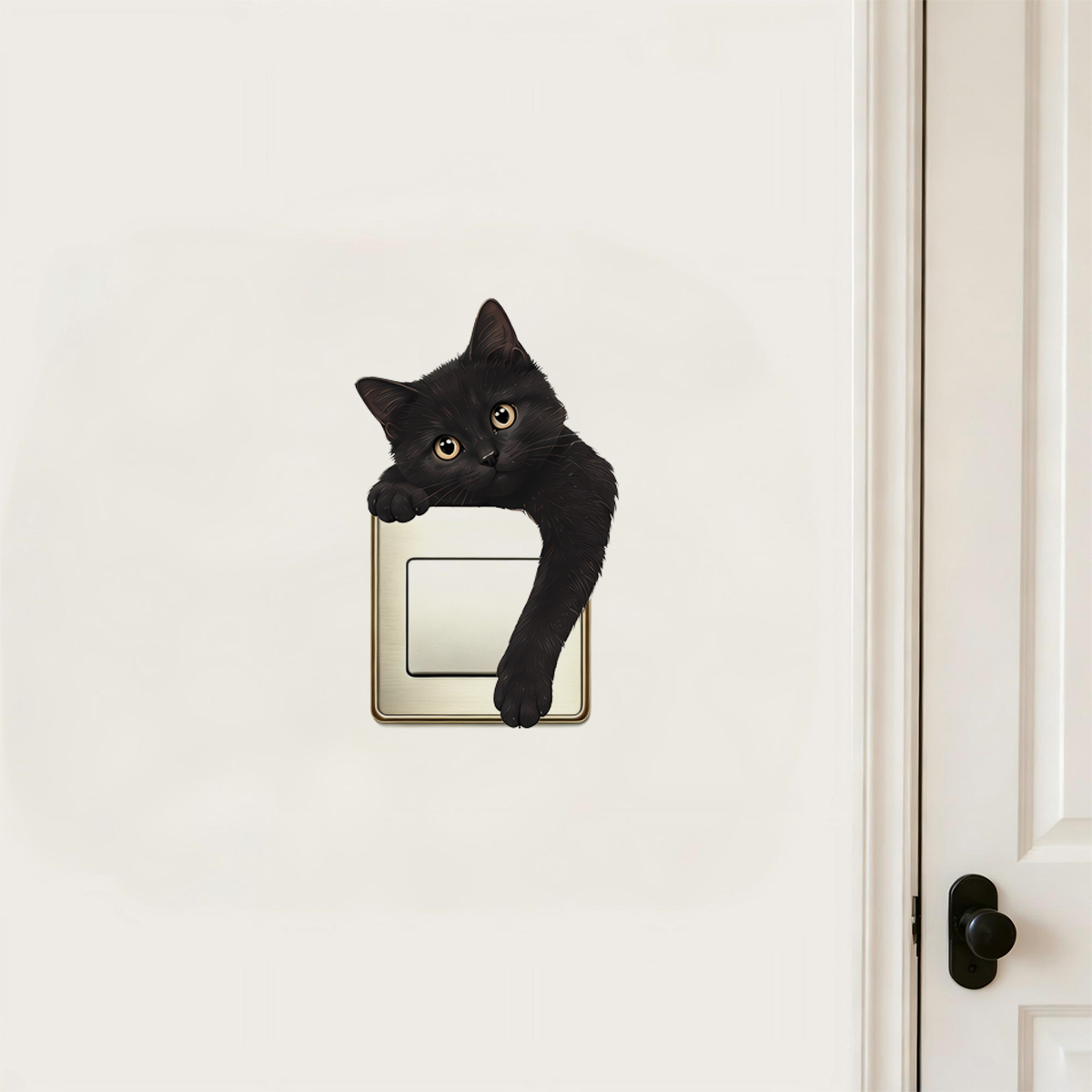 かわいい黒猫のライトスイッチウォールデカール、6枚セットのリ - Home Decor Outlet のレビューと価格