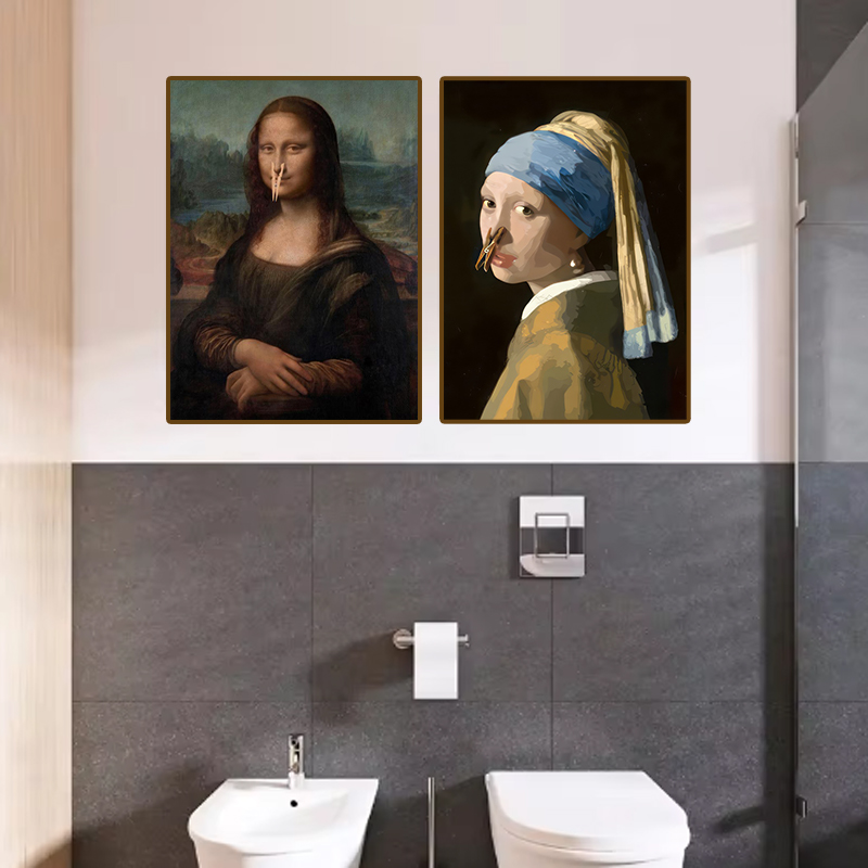 1ピース 面白い抽象的なバスルームトイレの家の装飾、額縁なし - Home Decor Quirky のレビューと価格