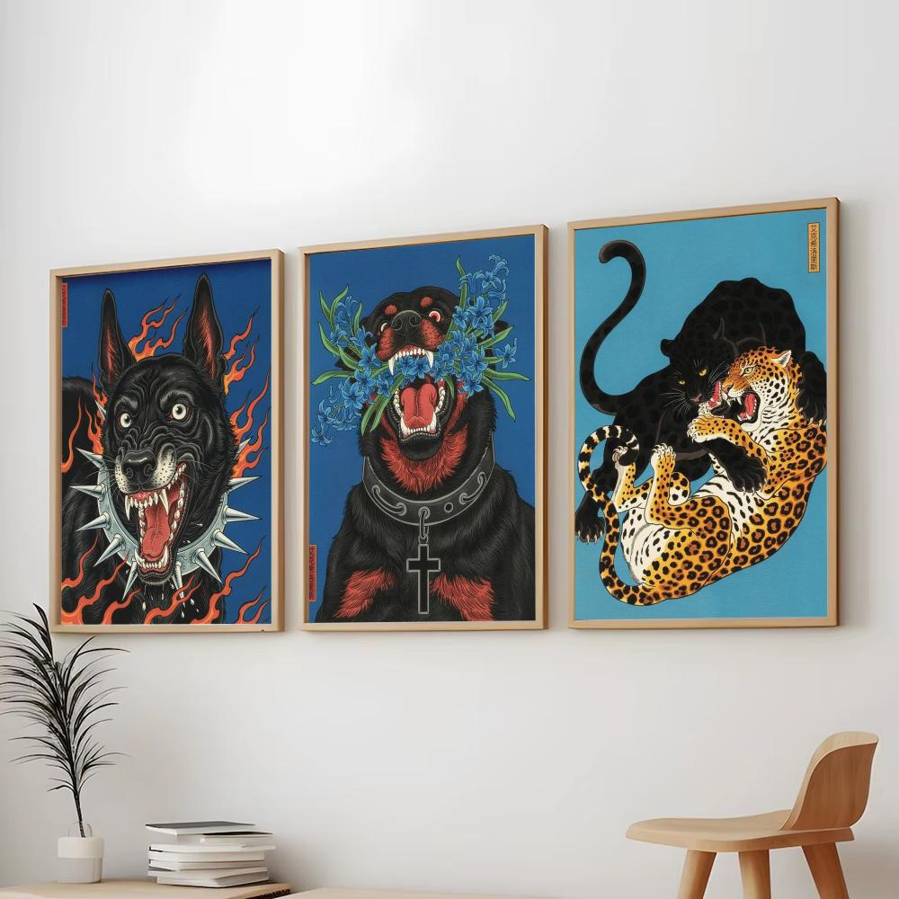 Japandi スタイル犬エクシロリス絵画書道モダンキャンバ - Home Decor Japandi Style のレビューと価格