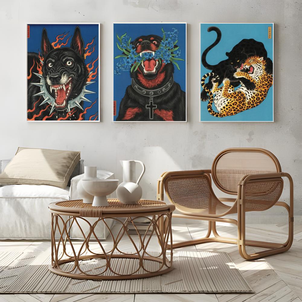 Japandi スタイル犬エクシロリス絵画書道モダンキャンバ - Home Decor Japandi Style のレビューと価格