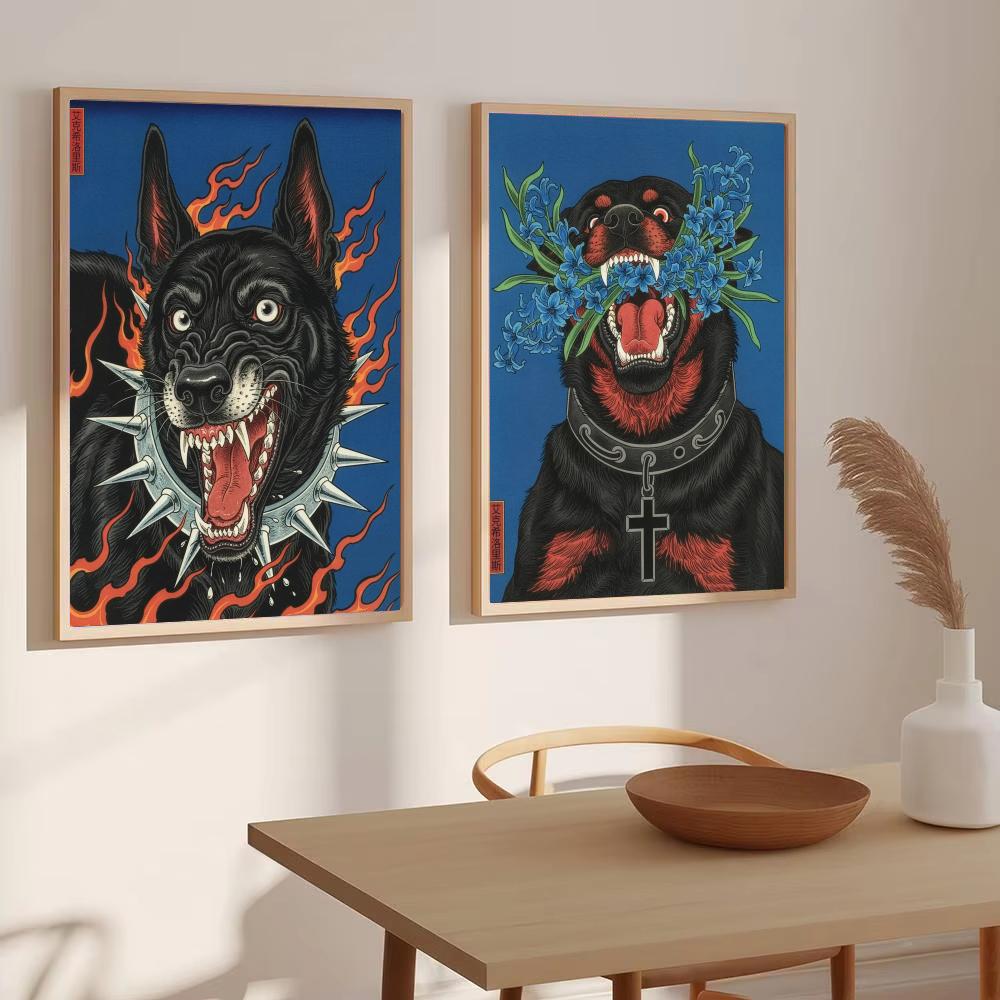 Japandi スタイル犬エクシロリス絵画書道モダンキャンバ - Home Decor Japandi Style のレビューと価格