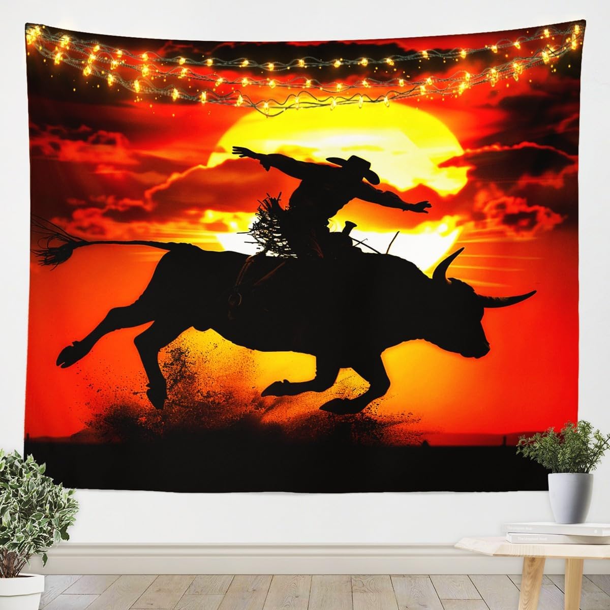 野生動物のサファリタペストリー、キリンとアカシアの木が描かれ - Aesthetic Tapestry のレビューと価格