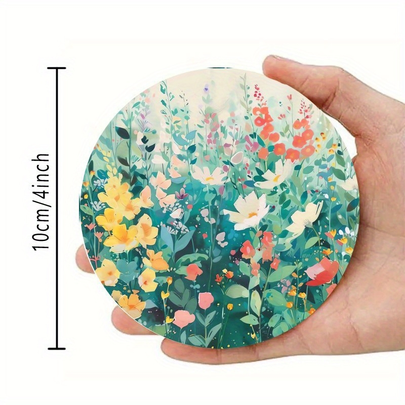 2D春の庭園アート木製コースター、鮮やかな花柄、環境に優しい - Home Decor Garden Ideas のレビューと価格