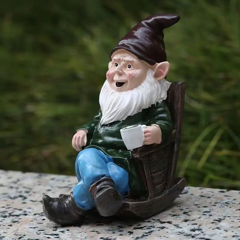 クリエイティブ樹脂製ドワーフオーナメントロッキングチェアカフ - Home Decor Garden Ideas のレビューと価格